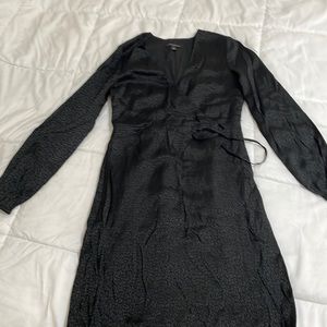 Banana Republic semi Satin MIDI black wrap dress